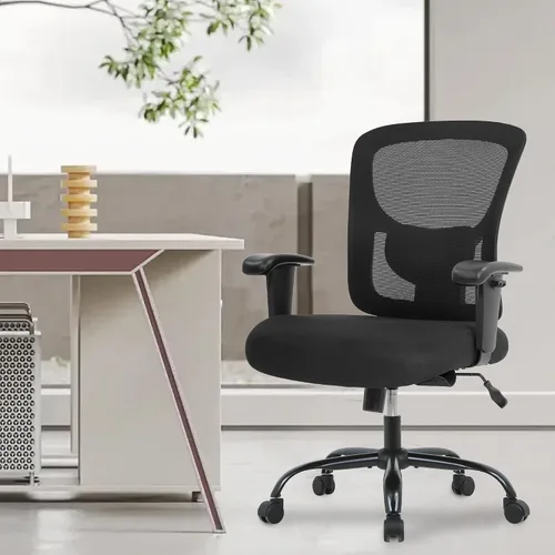 Vista 2 de Silla de escritorio ergonómica, silla de oficina, silla de computadora de 500 libras con soporte lumbar, asiento ancho, brazos ajustables