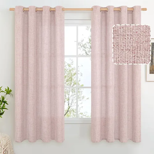 Vista 56 de BGment Cortinas de Lino Beige de 63 Pulgadas de Largo 2 Paneles - Tratamientos para Ventanas con Textura de Arpillera Filtrantes de Luz Cortinas