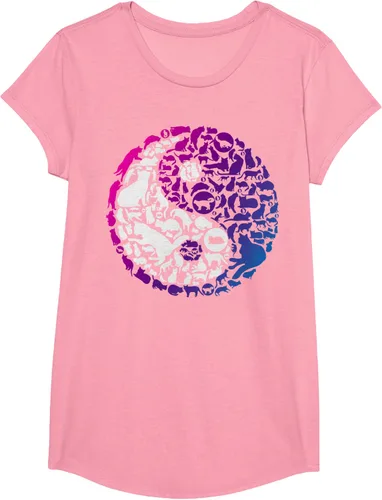 Vista 48 de Cute Kitty Cats and Zen Spirit Peace & Love Yin Yang - Camiseta de gato Negro
