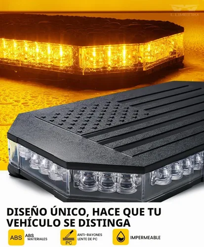 Vista 2 de LUMENIX - Barra de luces estroboscópicas LED de 42 luces ámbar para techo, montaje magnético, luz de advertencia de emergencia, tráfico intermitente
