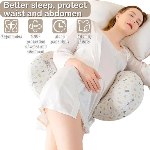 Vista 9 de Almohada de embarazo para dormir, almohada de maternidad con soporte para caderas, espaldas, piernas, almohada de maternidad con funda desmontable