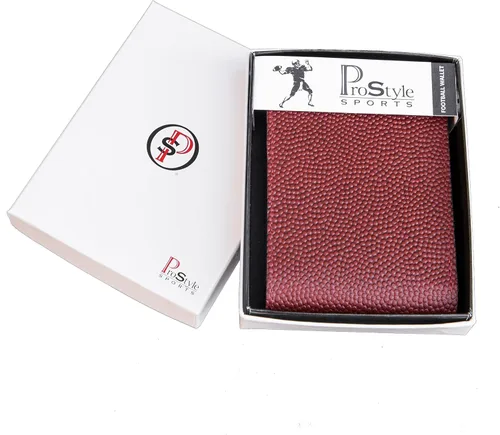 Vista 3 de Cartera deportiva de cuero genuino de fútbol para hombre, Rojo -, Billetera plegable
