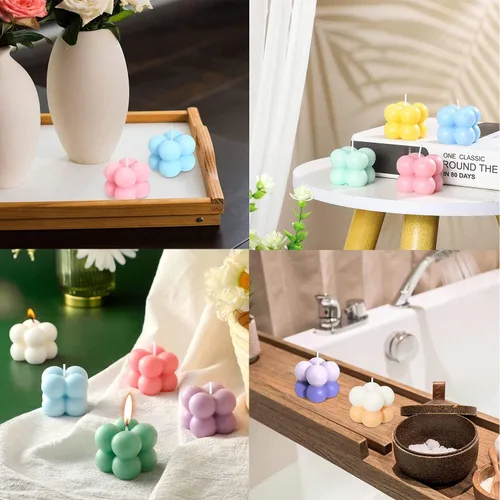 Vista 7 de Konrisa Moldes de vela de burbujas 3D, moldes de silicona con 15 cavidades para hacer velas de cera de soja, moldes de pastel de burbujas