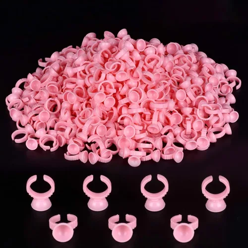 Vista 8 de NXJ INFILILA Anillos de pegamento, 300 anillos de pegamento para extensiones de pestañas, soporte desechable para suministros de extensión