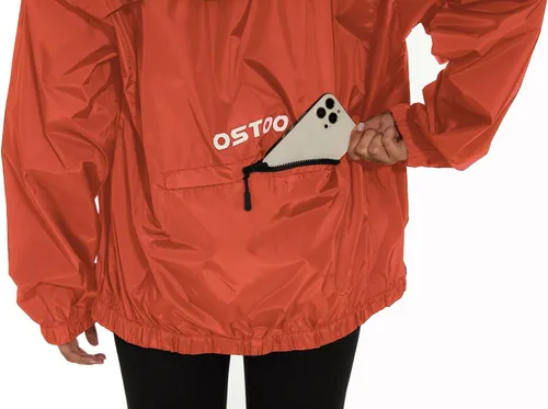 Vista 5 de OSTOO Chaqueta impermeable ligera para mujer, para correr, ciclismo, con capucha, para senderismo, rompevientos