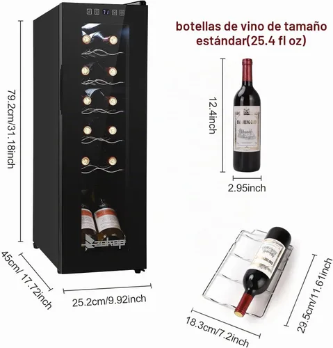 Vista 3 de Winado - Refrigerador de vino con compresor de 12 botellas