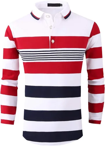 Vista 4 de FRTCV Polo para hombre casual ajustado camiseta de golf