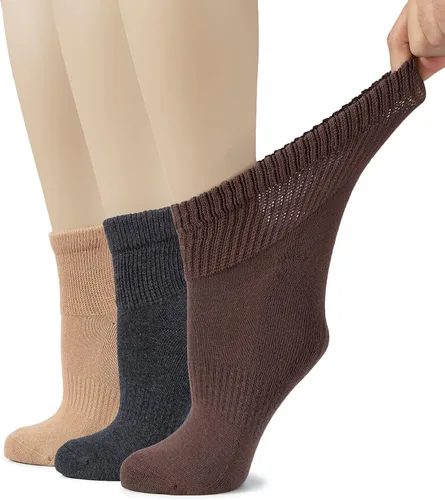 Vista 34 de Hugh Ugoli Calcetines tobilleros de algodón para mujer para diabéticos, anchos, sueltos, elásticos, puntera sin costuras, semiacolchado superior sin