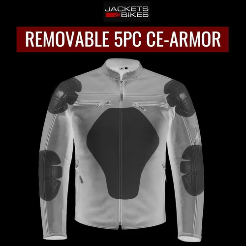 Vista 9 de Revolt - Chaqueta de motocicleta para hombre, piel de búfalo natural, armadura CE, ventilación, crucero, motorista, turismo, negro, talla XXL Marrón