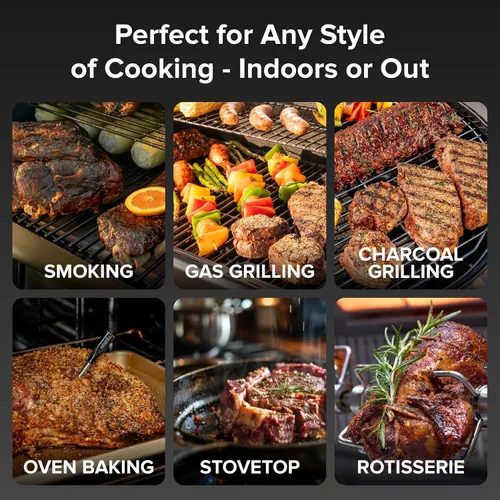 Vista 5 de Nexgrill Smart Wireless Meat Thermometer, Bluetooth, Dual Sensor Probe Meat & Ambient, Digital Display Base, iOS/Android App Control, USB-C