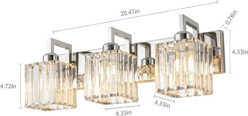 Vista 5 de Moderna lámpara de cristal para pared/tocador de baño, de 3 luces, color cromo Cromo torcido