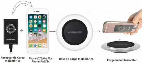 Vista 4 de ANGELIOX Receptor de carga inalámbrico compatible con iPhone 7/7 Plus / 6/6 Plus / 6s / 5Se / 5s / 5c / 5 (receptor de carga inalámbrico incluido)
