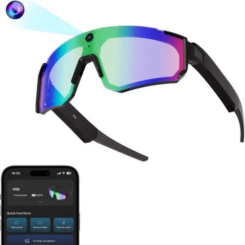 Vista 12 de AI Pro - Lentes de cámara de 32 MP – Gafas de grabación con estabilización EIS de 6 ejes, asistente de voz ChatGPT, lentes de sol polarizados