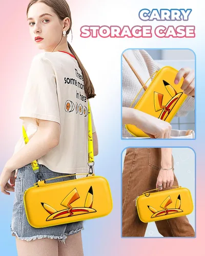 Vista 6 de Gurgitat Carrying Case for Nintendo Switch Lite Travel Carry Cases Hard Shell Protective Cover Strap Anime Cute Girls Boys Accessories Storage