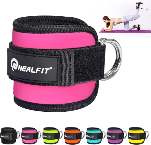 Vista 14 de NEALFIT Correa de tobillo para máquina de cable, tobillera de gimnasio para patadas, extensiones de piernas, entrenamientos de glúteos, abductores