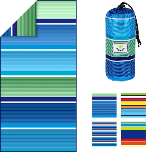Vista 30 de 4Monster Toalla de playa de microfibra de secado rápido, toalla de viaje ligera súper absorbente para nadadores, toalla de camping sin arena 14