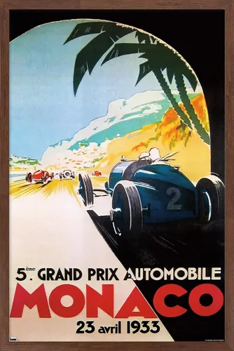 Vista 16 de Trends International Grandprix Automobile Monaco 1933 - Póster de pared Versión enmarcada Barnwood