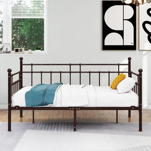 Vista 9 de HOMERECOMMEND - Marco metálico para sofá cama con base de plataforma en láminas de acero, base de repuesto para sofá cama infantil en sala y Negro