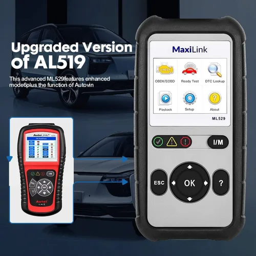 Vista 3 de Autel Escáner OBD2 ML529 Lector de código, escáner de código OBD2 con actualización de software de por vida, AutoVIN para DTC rápido, apagado