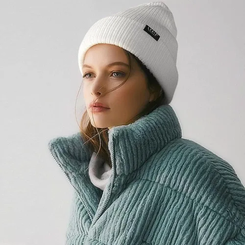 Vista 3 de Gorro de punto de invierno con puños para mujer gorro de reloj suave tejido clásico elástico cálido para hombre