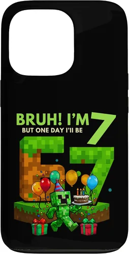 Vista 10 de Bruh I'm 7 But One-Day I'll Be 67 Retro 7th Birthday Kids Case for iPhone 17