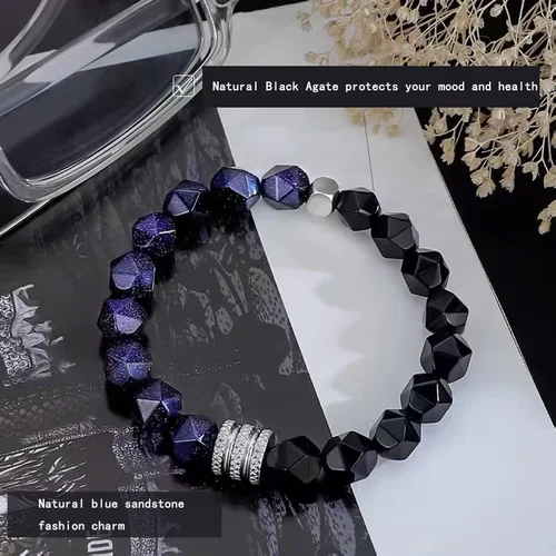 Vista 2 de HEFFY Black Raw Tourmaline Crystal Stone Necklace Pendant Amulet Pillar Pendant+Triple Protection Bracelet Hematite Obsidian Tiger Eye Bracelets for
