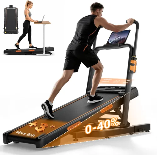 Vista 10 de LONTEK 40% Incline Walking Pad Treadmill for Home Foldable with Handle Bar Negro (Coal Black)