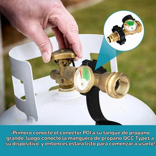 Vista 5 de Adaptador de Tanque de Propano de 100 lb, Medidor de Propano para Tanque de Propano de 100 lb, Adaptador de Tanque de Propano Pol a Qcc1 de Ajuste 1