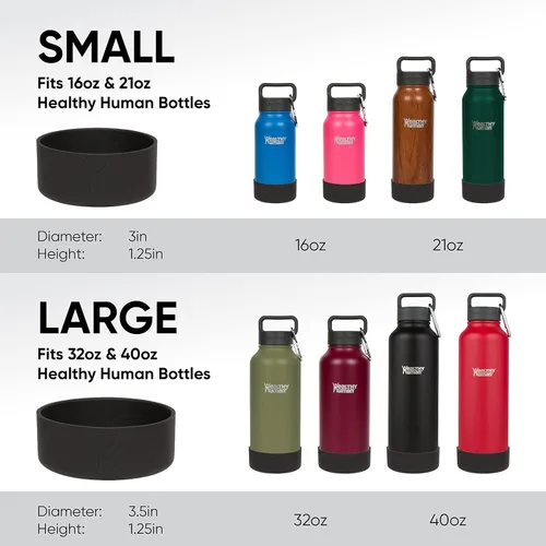 Vista 4 de Healthy Human Botas protectoras de silicona para botellas de Stein, se adaptan a botellas de 16 y 21 onzas. Funda de silicona antideslizante sin