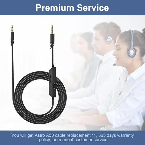 Vista 7 de Cable de auriculares A50 con silencio en línea y control de volumen compatible con Astro A40TRA40A10A30A50 Cable de auriculares