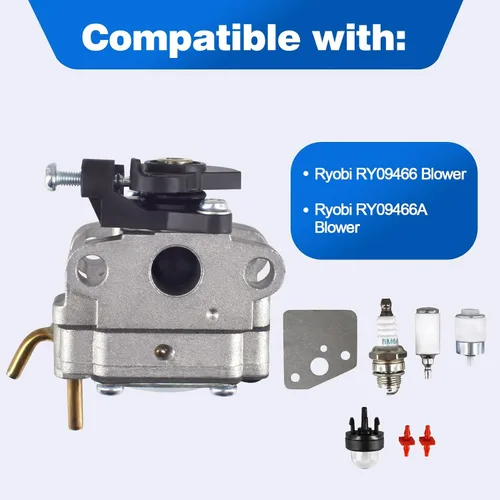 Vista 2 de Kit de carburador para soplador Ryobi RY09466 RY09466A Sustituye 309375001 Plata