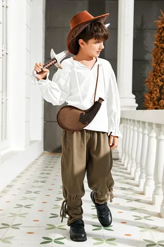 Vista 4 de Bbalizko Camisa de disfraz de pirata medieval para niños, renacentista, medieval, con volantes, manga larga, para Halloween, jacobita escocesa