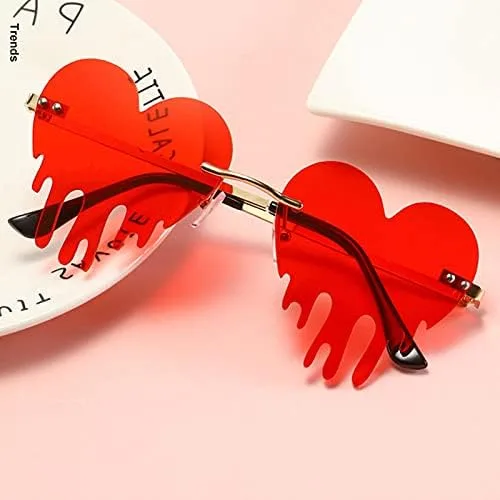 Vista 6 de BOJOD Gafas de sol con forma de corazón goteantes para mujer, gafas de sol de moda para fiesta