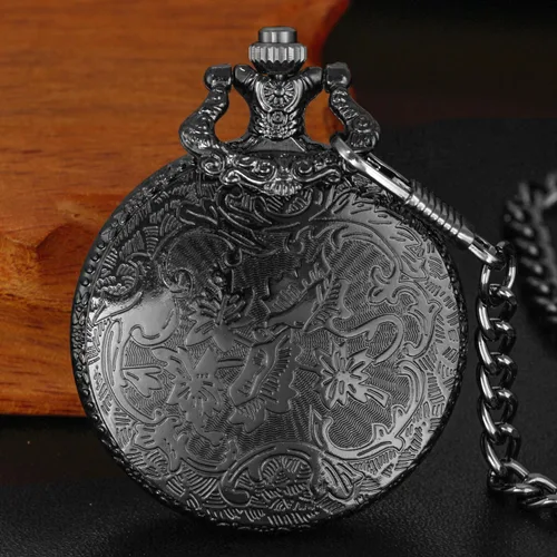 Vista 5 de Realpoo Black Shield - Reloj de bolsillo para hombre, escala digital de números arábigos, reloj de bolsillo de cuarzo para hombre, relojes