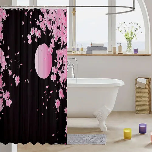 Vista 80 de Feelyou Cortina de ducha con diseño de gato para decoración de baño, bonita cortina de baño para puestos de bañeras, accesorios de baño divertidos