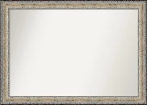 Vista 33 de Amanti Art Espejo de baño plateado para sobre el fregadero, 28 x 37 pulgadas, elegante espejo rectangular de peltre cepillado, marco de madera