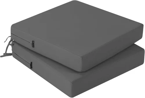 Vista 11 de idee-home Juego de 2 cojines para sillas de exterior, cojines de asiento impermeables para muebles de patio, almohadilla de repuesto para silla