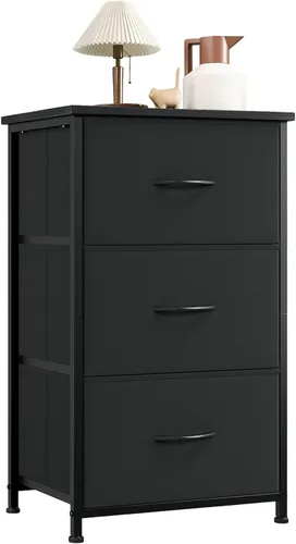 Vista 31 de Somdot - Cómoda para dormitorio con 3 cajones, organizador de almacenamiento con cajones de tela con contenedores de tela removibles para armario