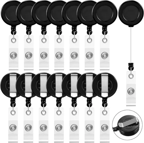 Vista 23 de Zonon 3 clips retráctiles para tarjetas de identificación con clip de cinturón de metal para colgar tarjetas, llaveros, soportes para tarjetas