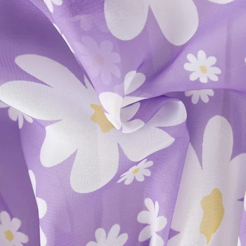 Vista 7 de Vestido de verano para niñas pequeñas, vestido de princesa de gasa, vestido de tutú floral, ropa de playa con tirantes, falda de verano para niña