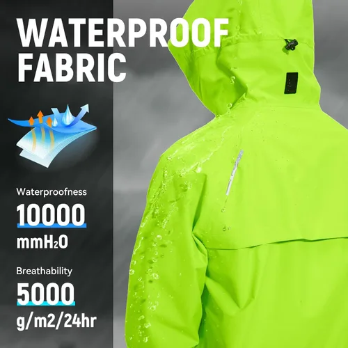 Vista 3 de BALEAF Chaqueta impermeable de ciclismo para hombre, rompevientos, plegable, equipo de correr, ligero, reflectante