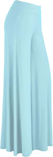 Vista 110 de Made By Johnny Pantalones palazzo elásticos de pierna ancha para mujer, lisos, casuales, cómodos