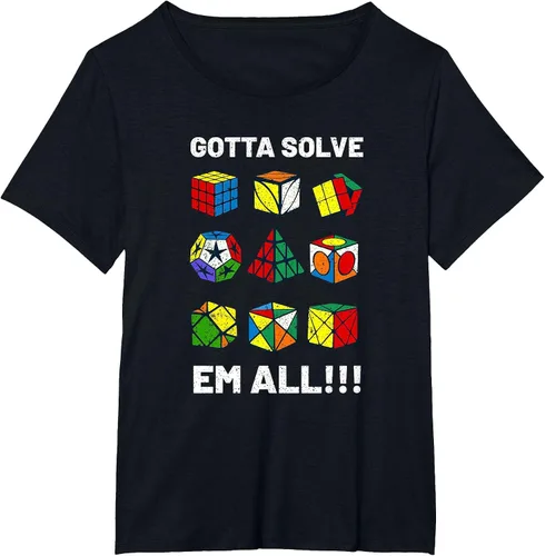 Vista 64 de Competitive Puzzle Cube Gotta Solve Em All Speed Cubing T-Shirt Asphalt Grey