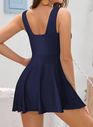 Vista 3 de SHEKINI Womens Sexy Deep V Cutout One Piece Swimsuit Ruched Tummy Control Swimdress