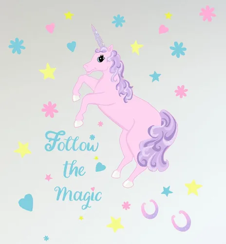 Vista 9 de Calcomanías de pared para niñas, diseño de arco iris, habitación de bebé, vinilo para habitación de niños, decoración de dormitorio (arcoíris kawaii)