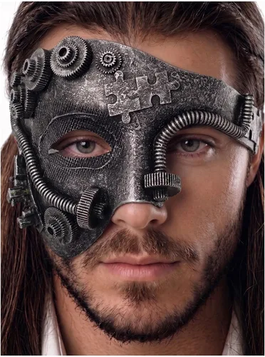 Vista 29 de Máscara de mascarada para hombre, máscara del fantasma de la ópera, máscara de baile de graduación, Mardi Gras, Haloween veneciano, media cara