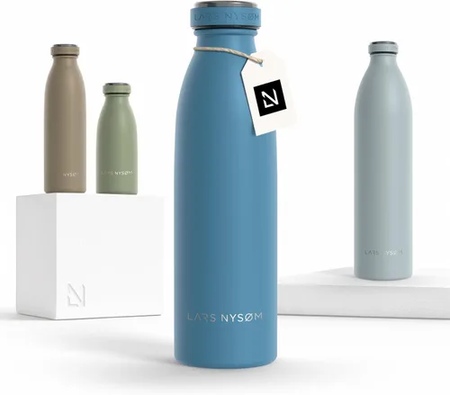 Vista 23 de LARS NYSØM Botella de agua aislada de acero inoxidable de 12 onzas, 17 onzas, 25 onzas, 34 onzas, 51 onzas, frasco térmico aislado para bebidas