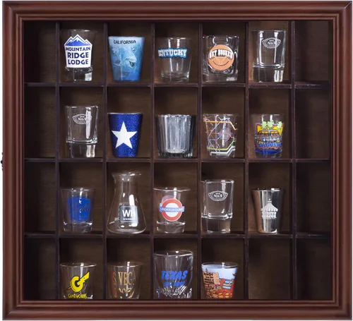 Vista 11 de Gallery Solutions - Negro montado en pared - Vitrina para vasos de chupito y curiosidades - Puerta de cristal de 17"x26" - Accesorios de bar