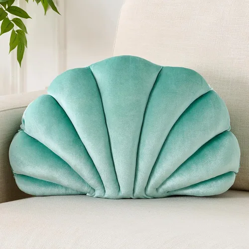 Vista 10 de XIAIJIA Seashell - Almohada decorativa con forma de concha marina, almohada de lanzar con forma de concha, almohada de playa con inserto 3D Champán