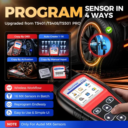 Vista 3 de Autel MaxiTPMS TS508WF KIT, TPMS Programming Relearn Tool, Lifetime Update